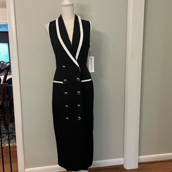 Danny & Nicole Double Breasted Dress Size 12 NWT Black & White - Picture 3 of 9